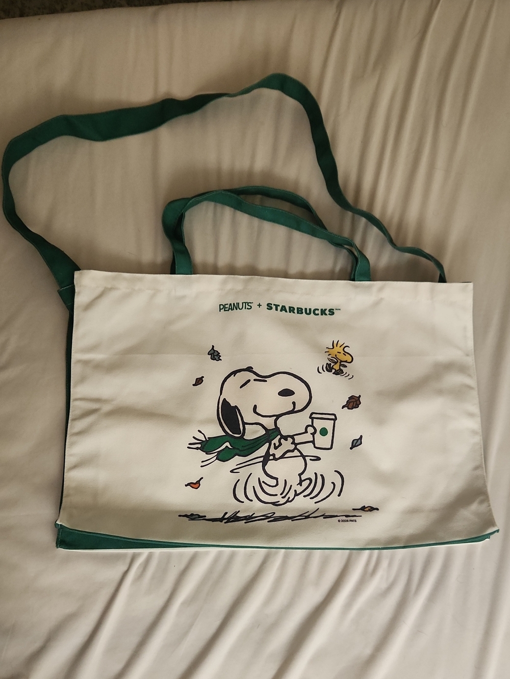 Peanuts x Starbucks White & Green Snoopy Tote Bag